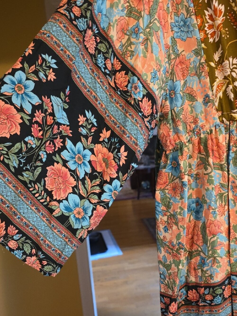 Boho Floral Patchwork Maxi Kimono - Picture 3 of 5